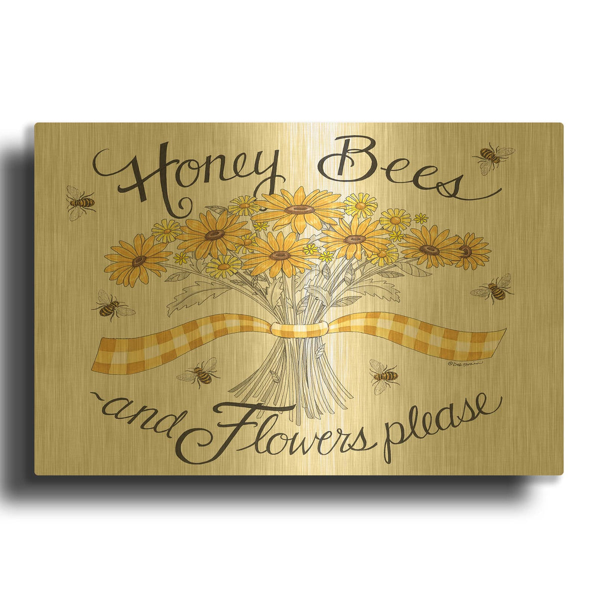 'Flowers Please' By Deb Strain Gold Metal Wall Art