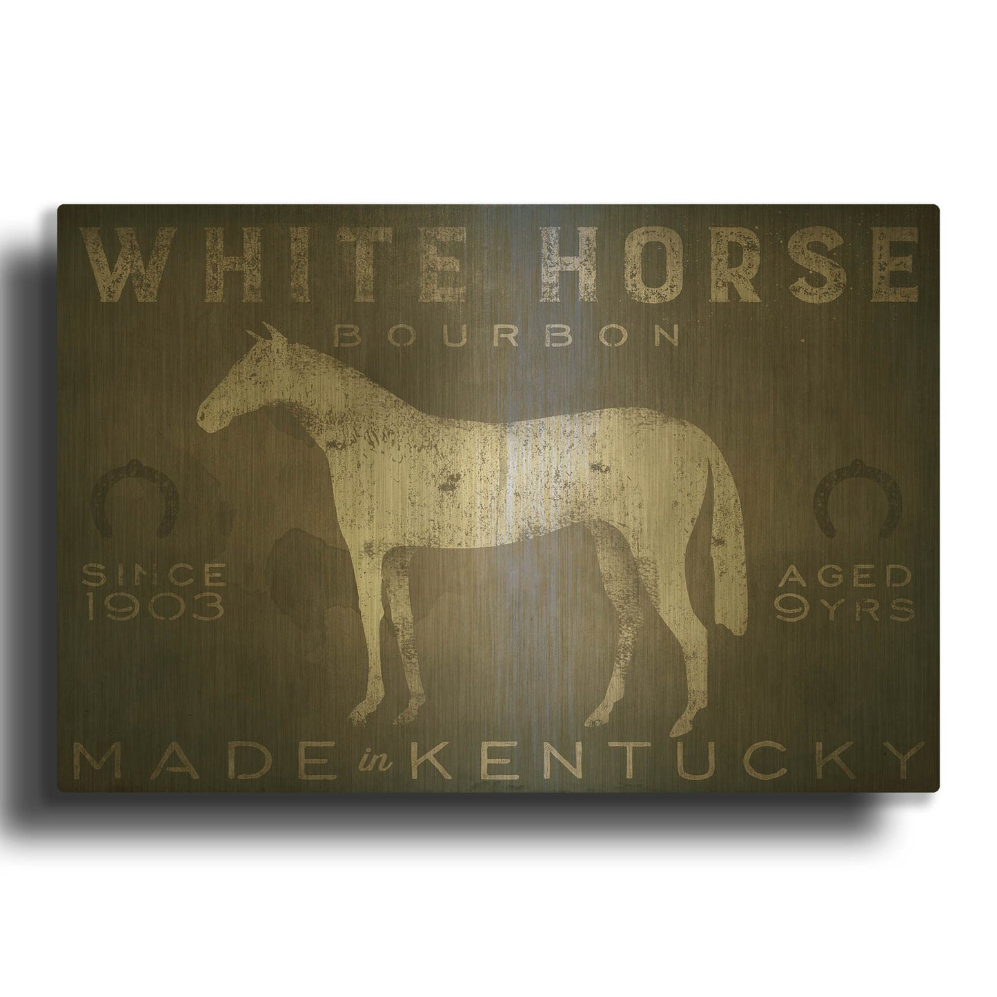 'White Horse with Words' By Ryan Fowler Gold Metal Wall Art