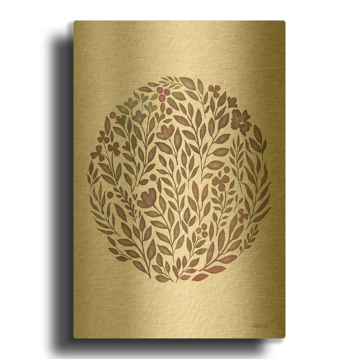 'Fall Florals' By Imperfect Dust Gold Metal Wall Art