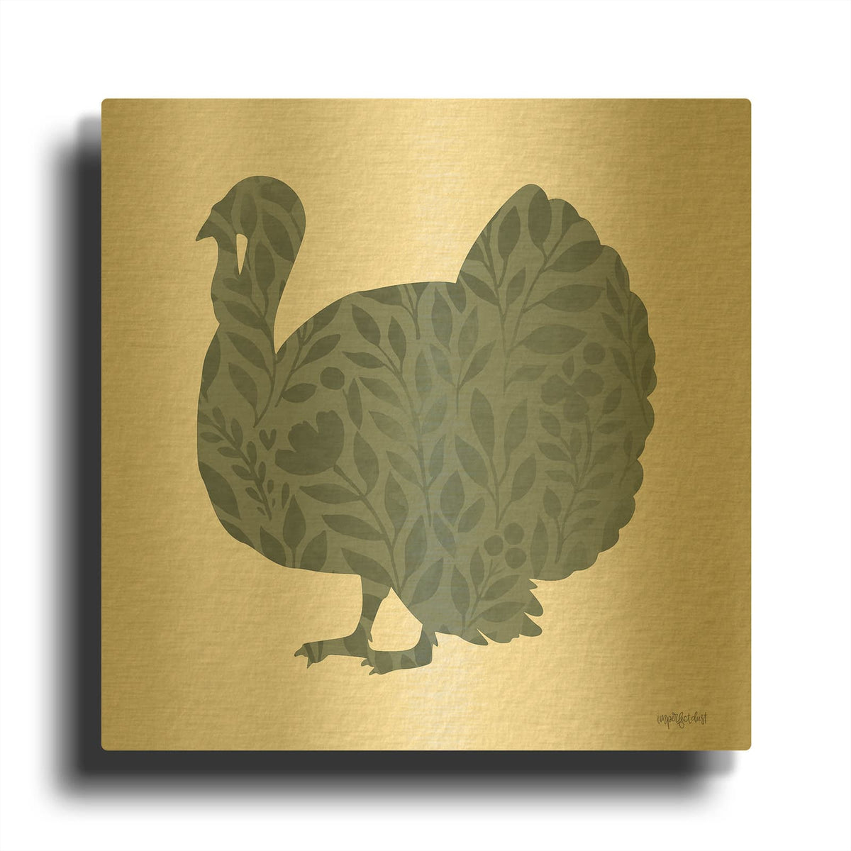 'Floral Turkey' By Imperfect Dust Gold Metal Wall Art