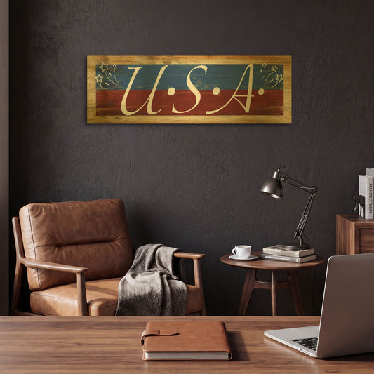 'USA' By Ed Wargo Gold Metal Wall Art