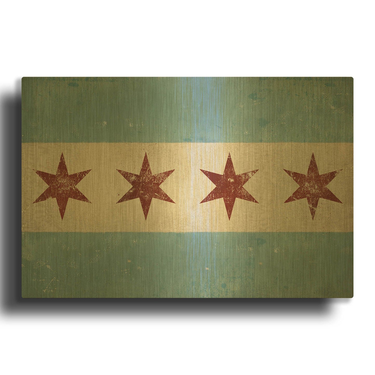 'Chicago Flag' By Ryan Fowler Gold Metal Wall Art