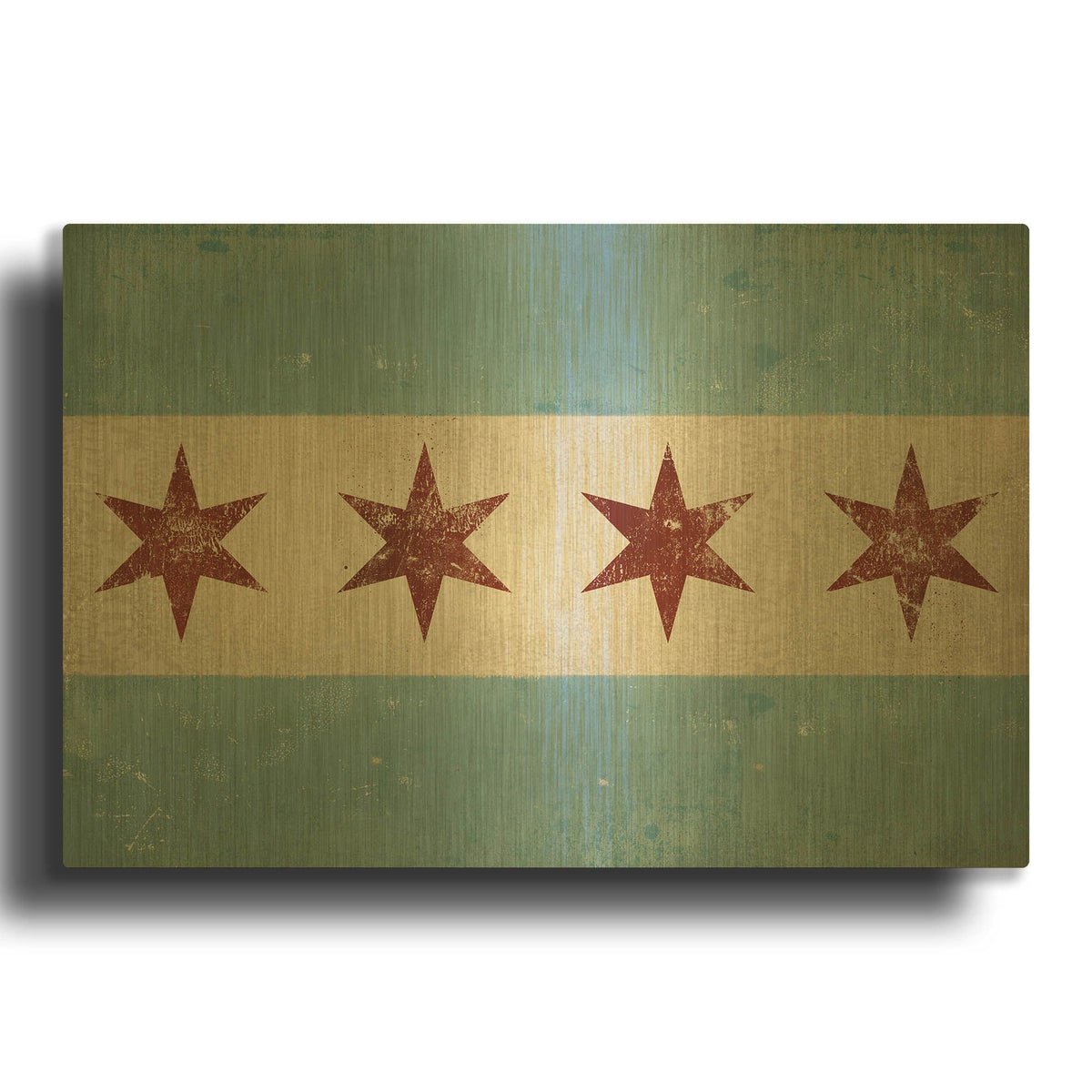 'Chicago Flag' By Ryan Fowler Gold Metal Wall Art
