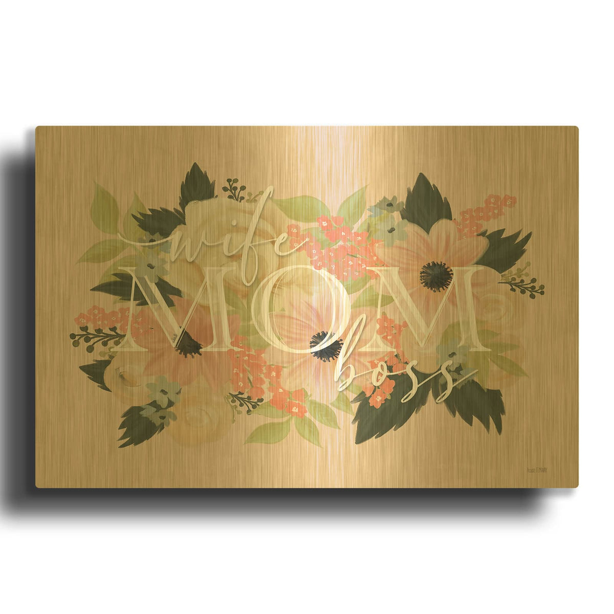 'Wife, Mom, Boss' By House Fenway Gold Metal Wall Art