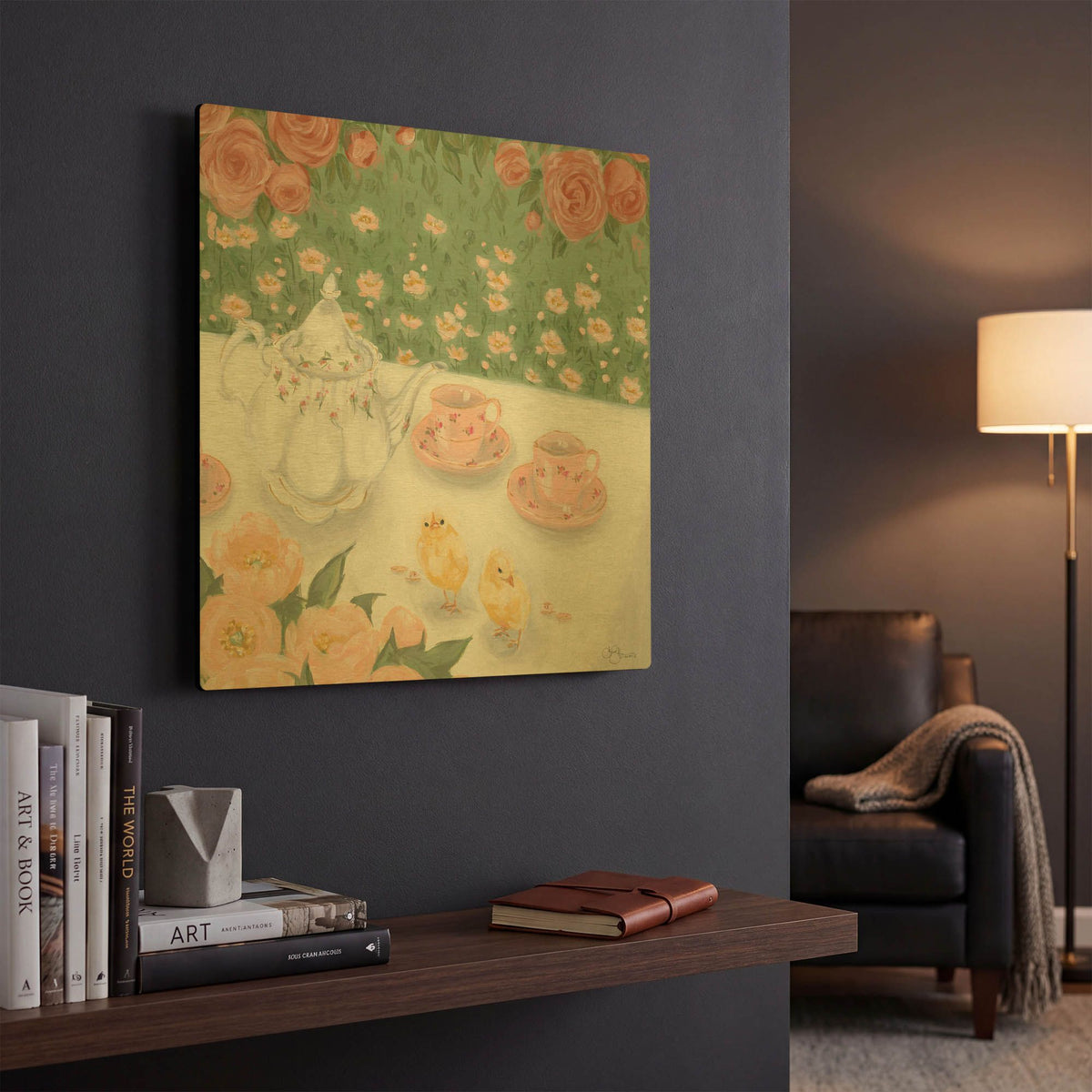 'Tea Party' By Hollihocks Art Gold Metal Wall Art