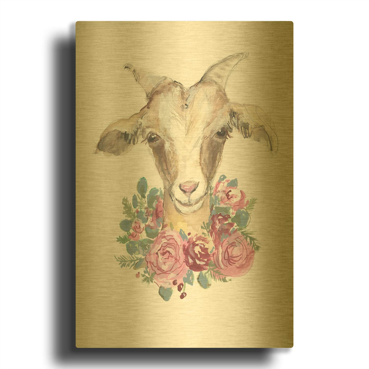 'Rosie the Goat' By Jessica Mingo Gold Metal Wall Art