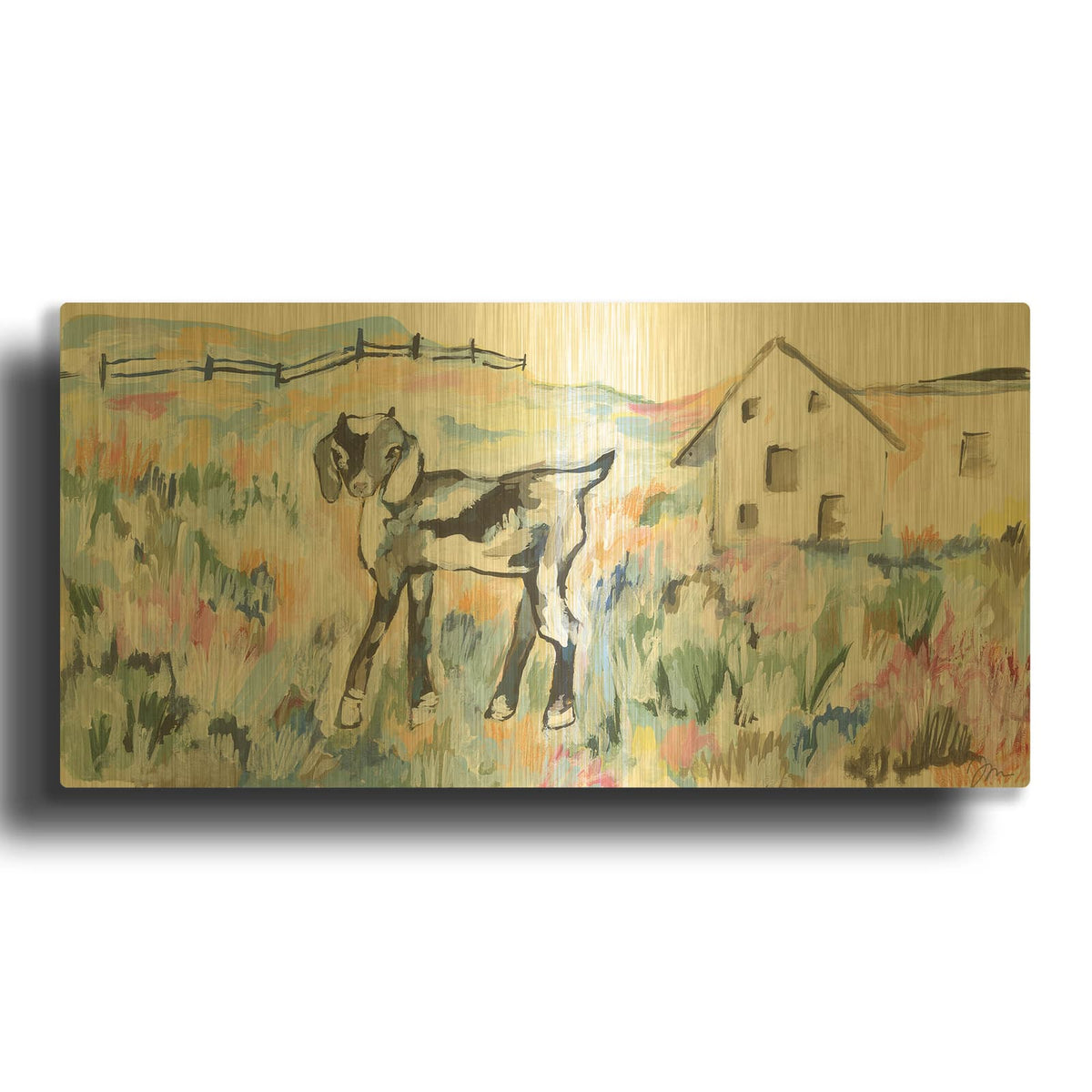 'Daisy the Goat' By Jessica Mingo Gold Metal Wall Art