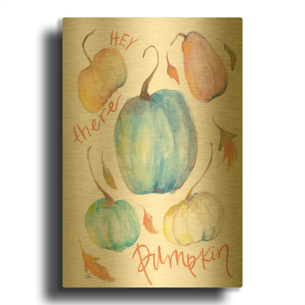 'Hey There Pumpkin' By Jessica Mingo Gold Metal Wall Art