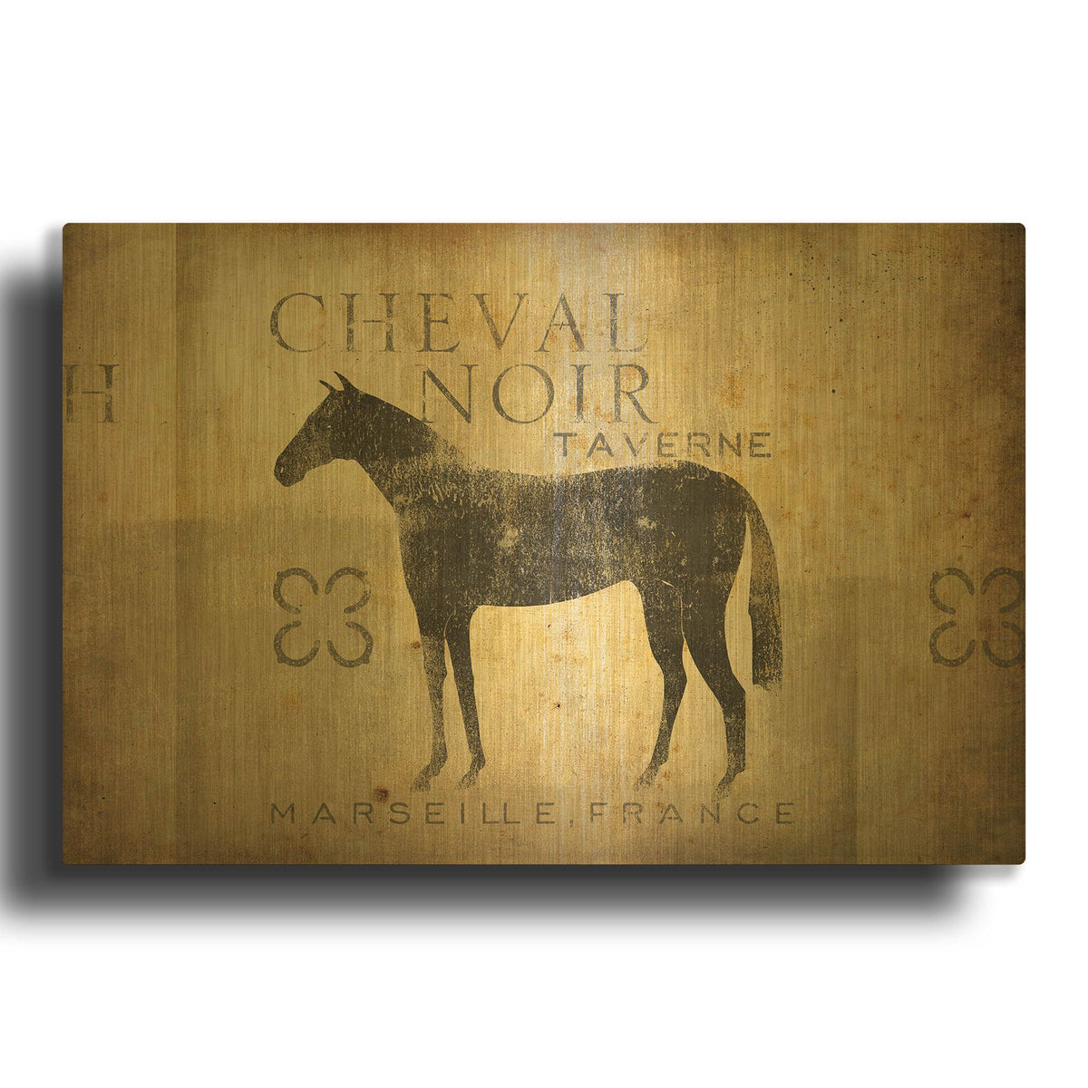 'Cheval Noir v4' By Ryan Fowler Gold Metal Wall Art