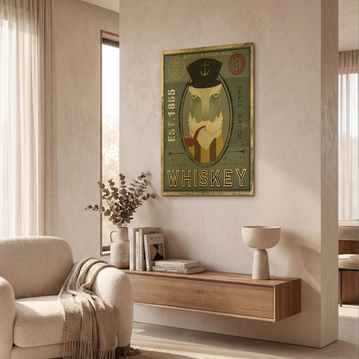 'Fisherman I Old Salt Whiskey' By Ryan Fowler Gold Metal Wall Art