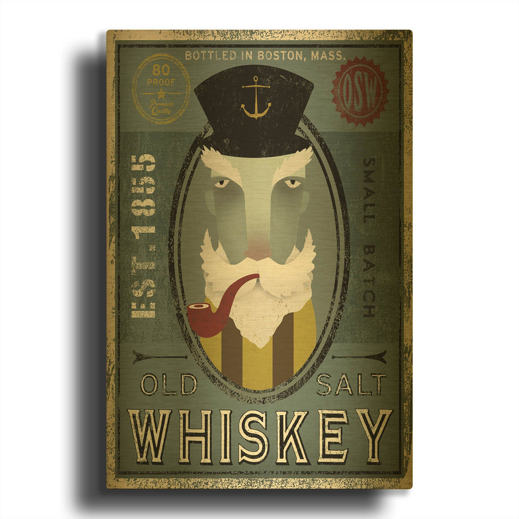 'Fisherman I Old Salt Whiskey' By Ryan Fowler Gold Metal Wall Art