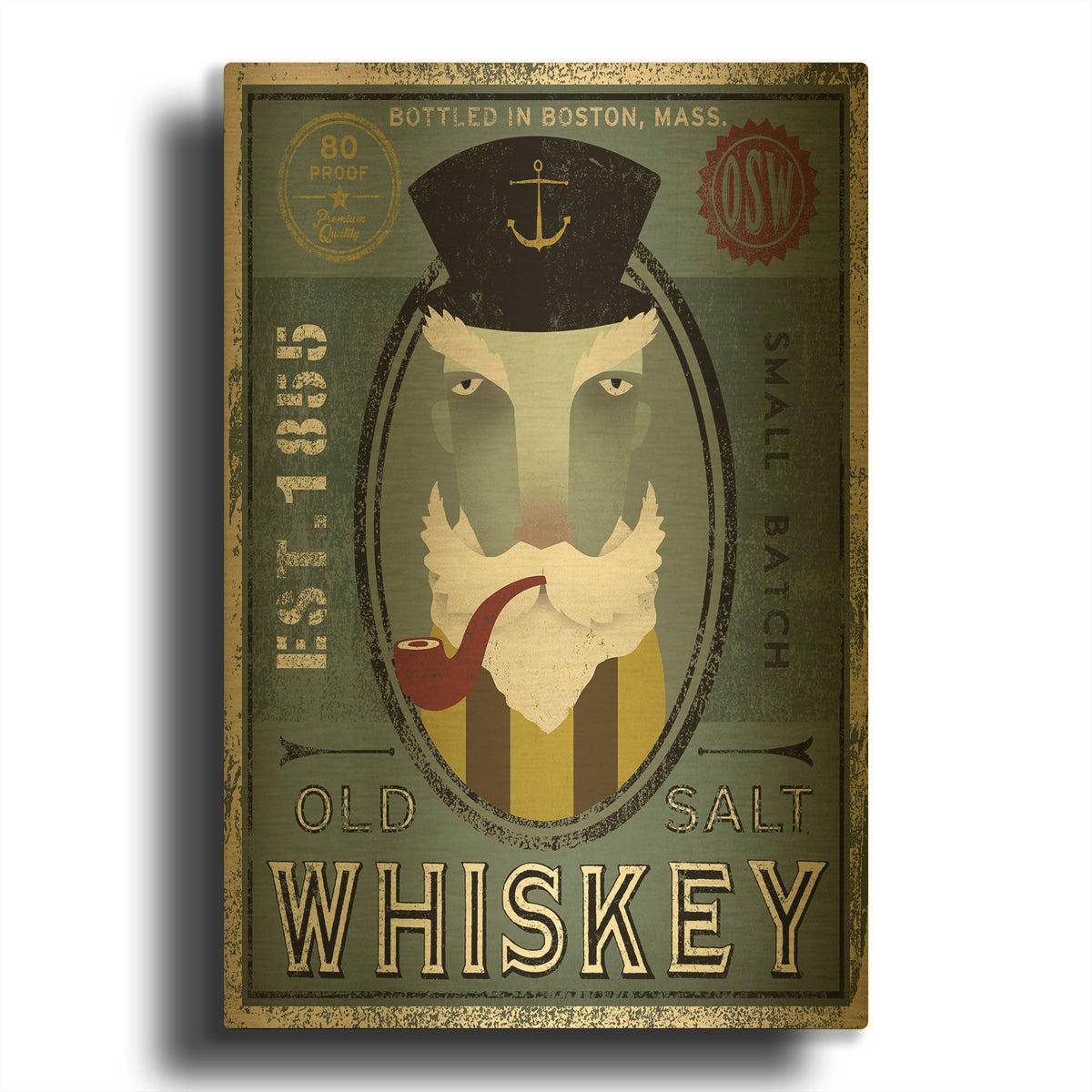 'Fisherman I Old Salt Whiskey' By Ryan Fowler Gold Metal Wall Art