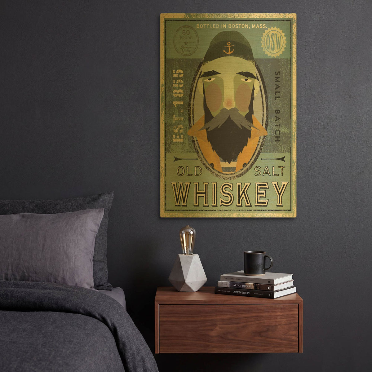 'Fisherman V Old Salt Whiskey' By Ryan Fowler Gold Metal Wall Art