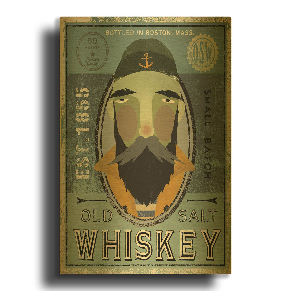 'Fisherman V Old Salt Whiskey' By Ryan Fowler Gold Metal Wall Art
