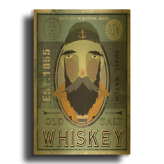 'Fisherman V Old Salt Whiskey' By Ryan Fowler Gold Metal Wall Art