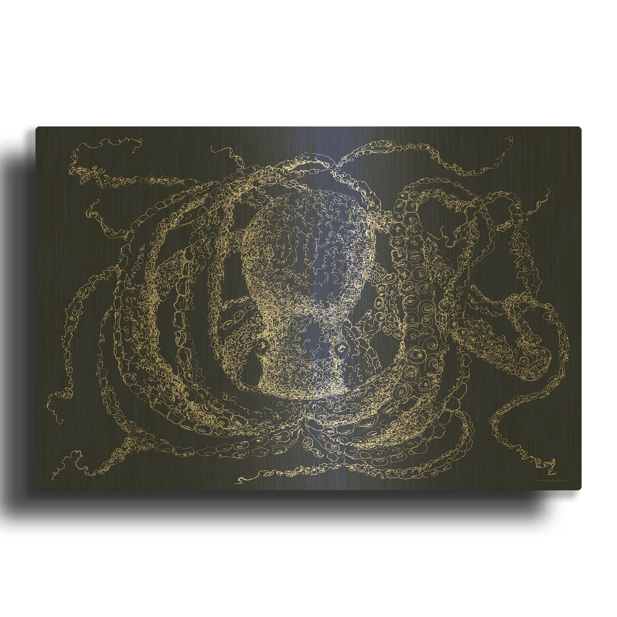 'Octo Scribble' By Kamdon Kreations Gold Metal Wall Art