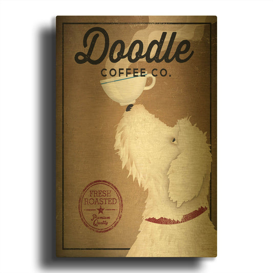 'Doodle Coffee' By Ryan Fowler Gold Metal Wall Art