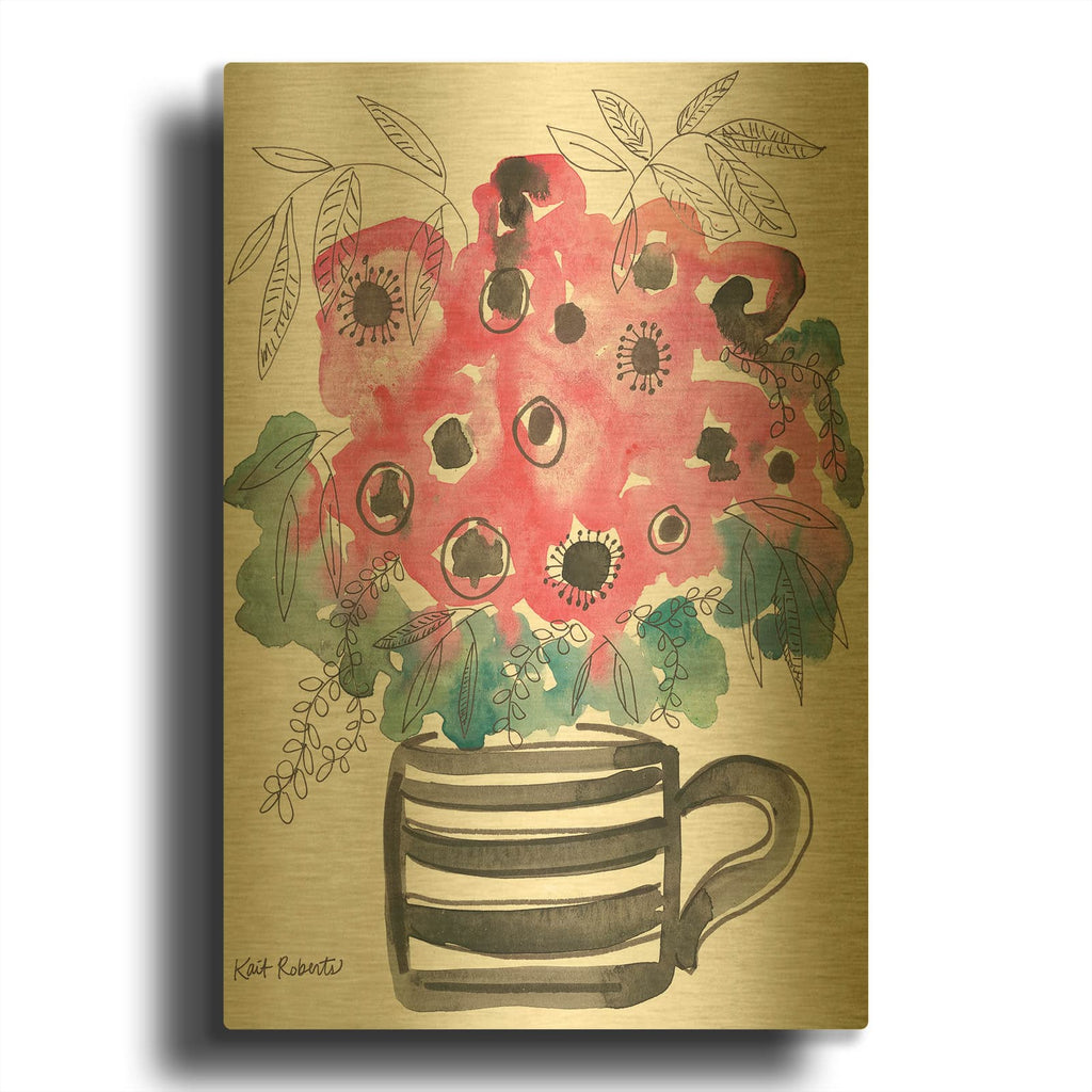 'Poppies for Breakfast' By Kait Roberts Gold Metal Wall Art