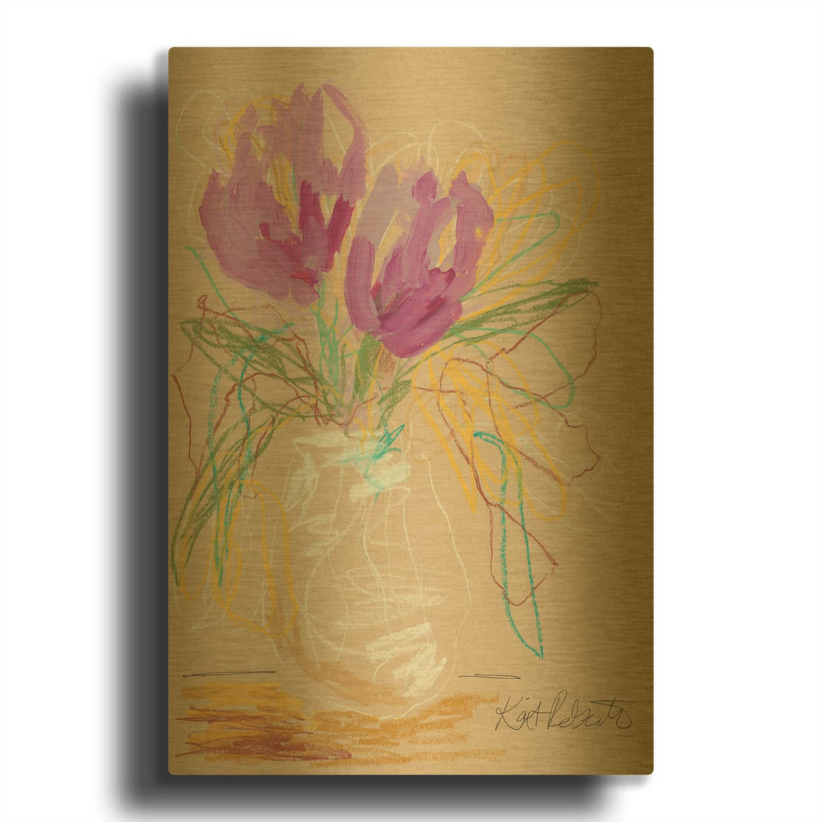 'Lacey Lavender' By Kait Roberts Gold Metal Wall Art