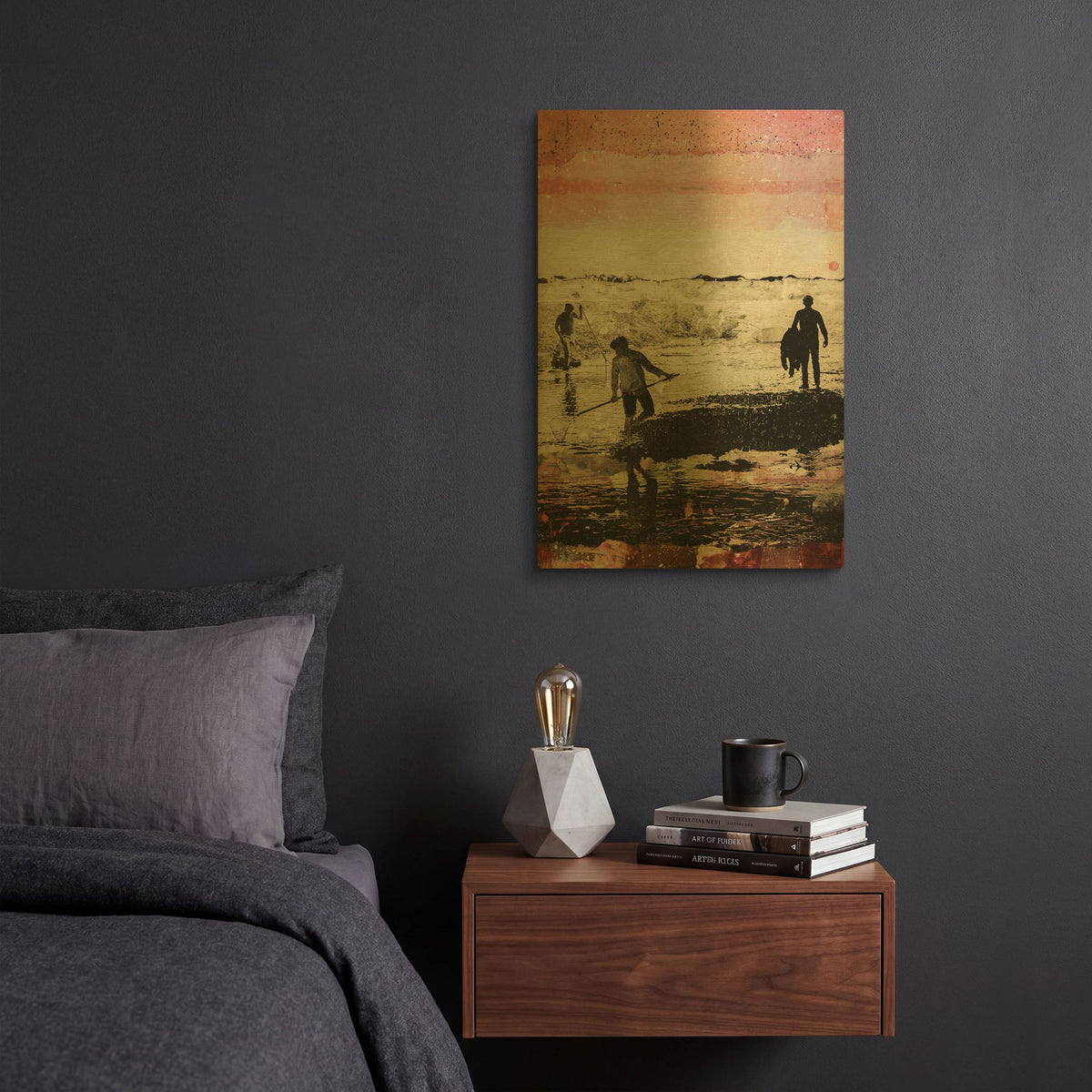 'Buddies Landscape' By DB Waterman Gold Metal Wall Art
