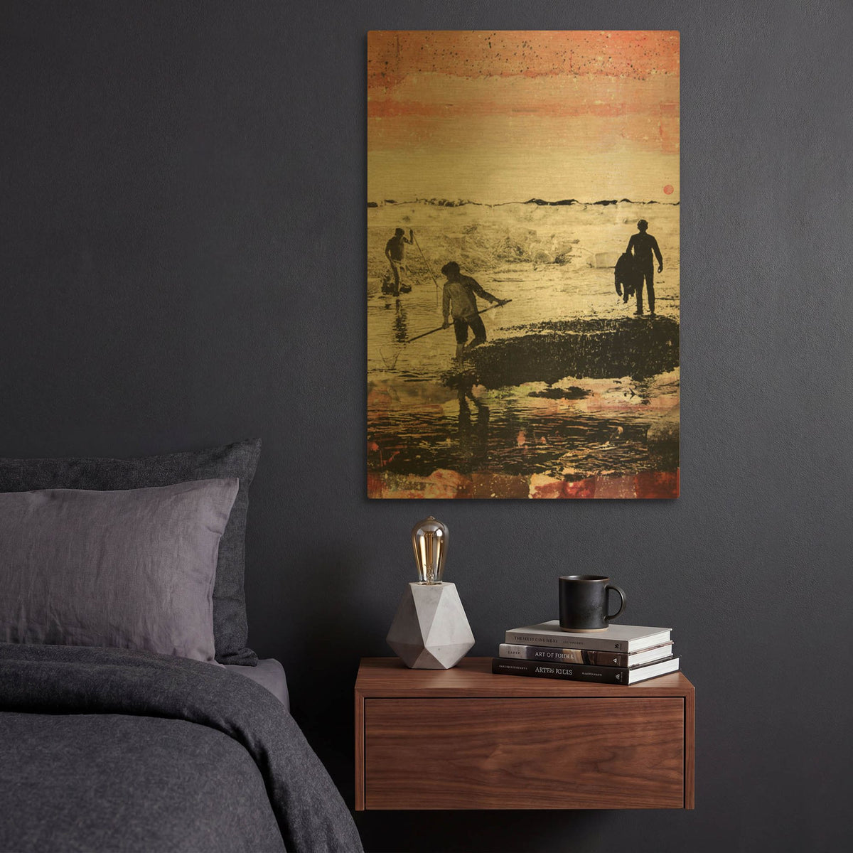 'Buddies Landscape' By DB Waterman Gold Metal Wall Art