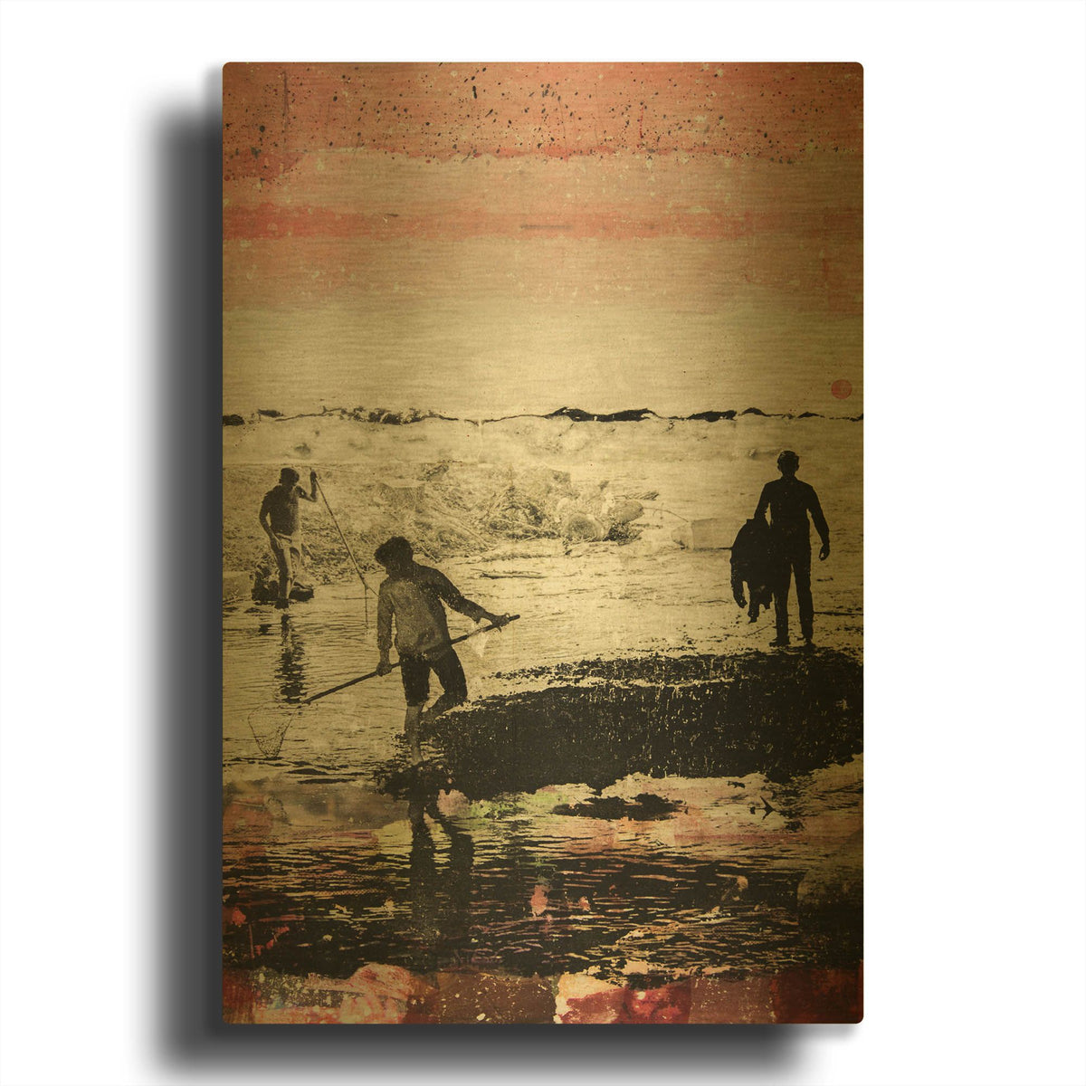 'Buddies Landscape' By DB Waterman Gold Metal Wall Art