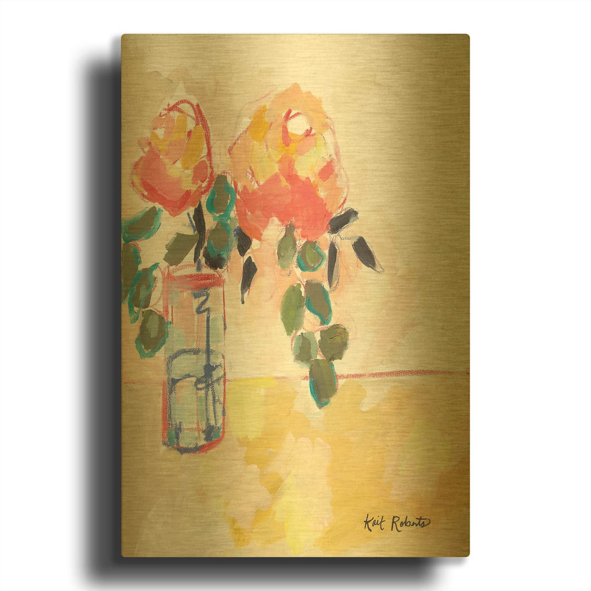 'Flowers for Judy' By Kait Roberts Gold Metal Wall Art