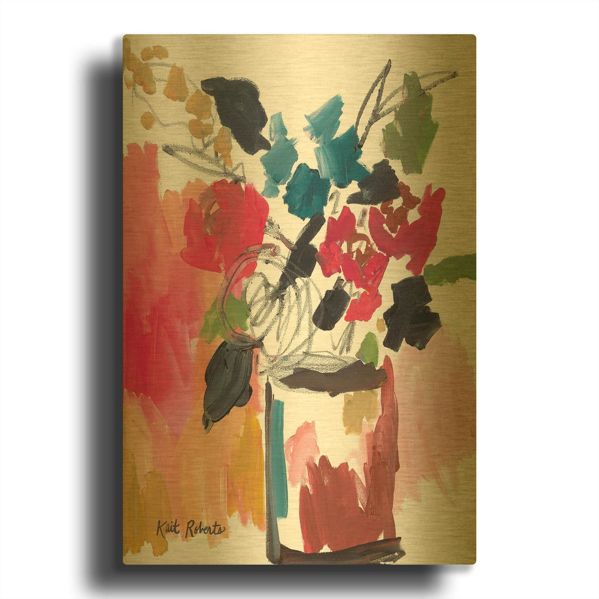 'Red Lipstick' By Kait Roberts Gold Metal Wall Art