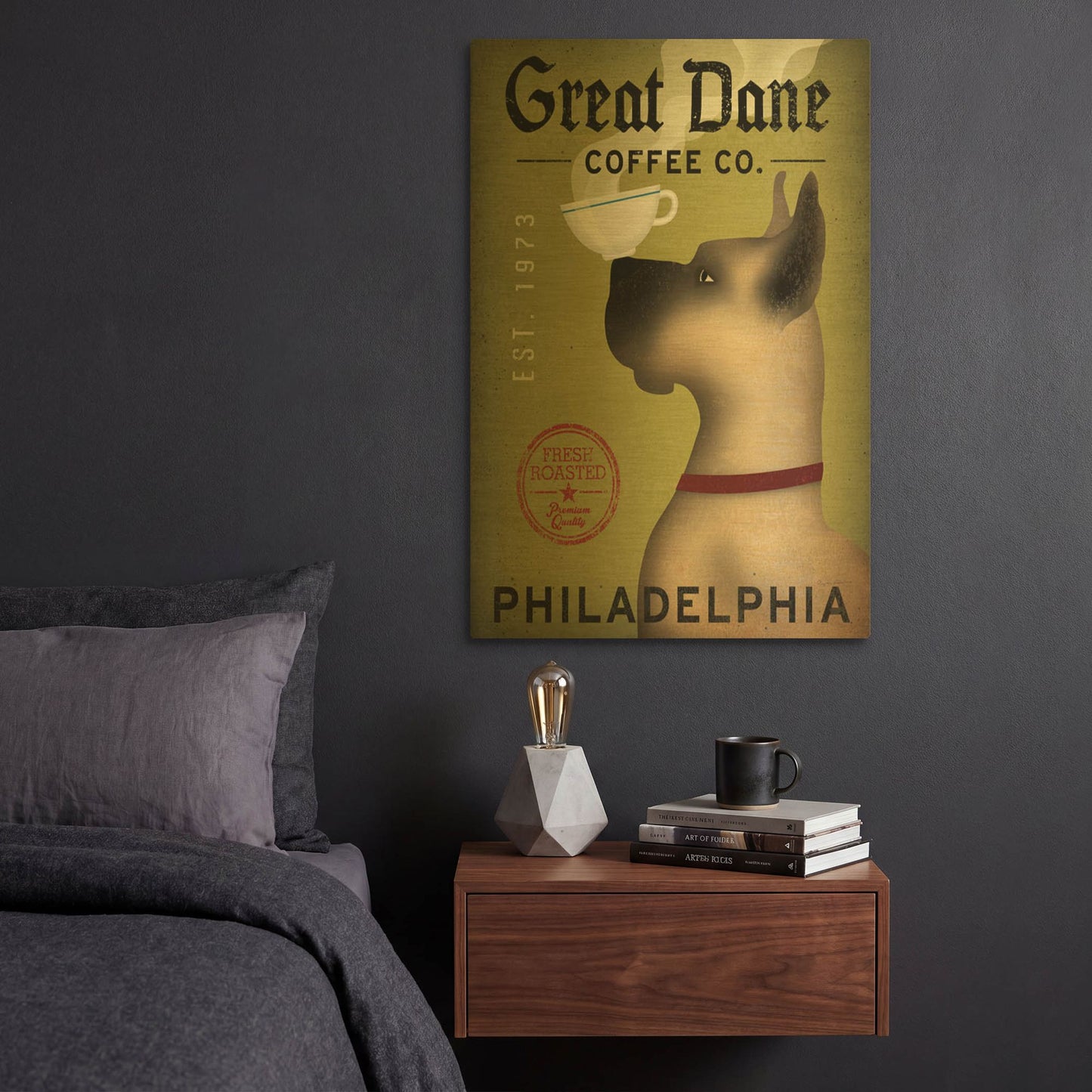 'Great Dane Coffee Philadelphia' By Ryan Fowler Gold Metal Wall Art