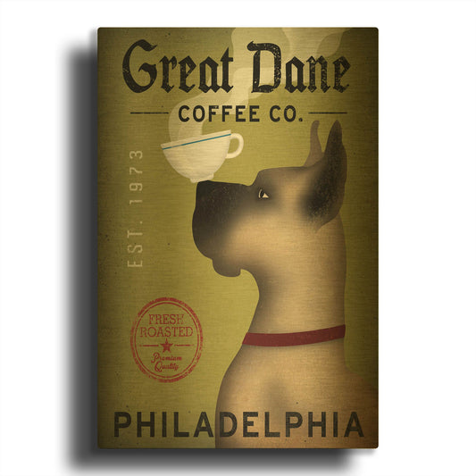'Great Dane Coffee Philadelphia' By Ryan Fowler Gold Metal Wall Art