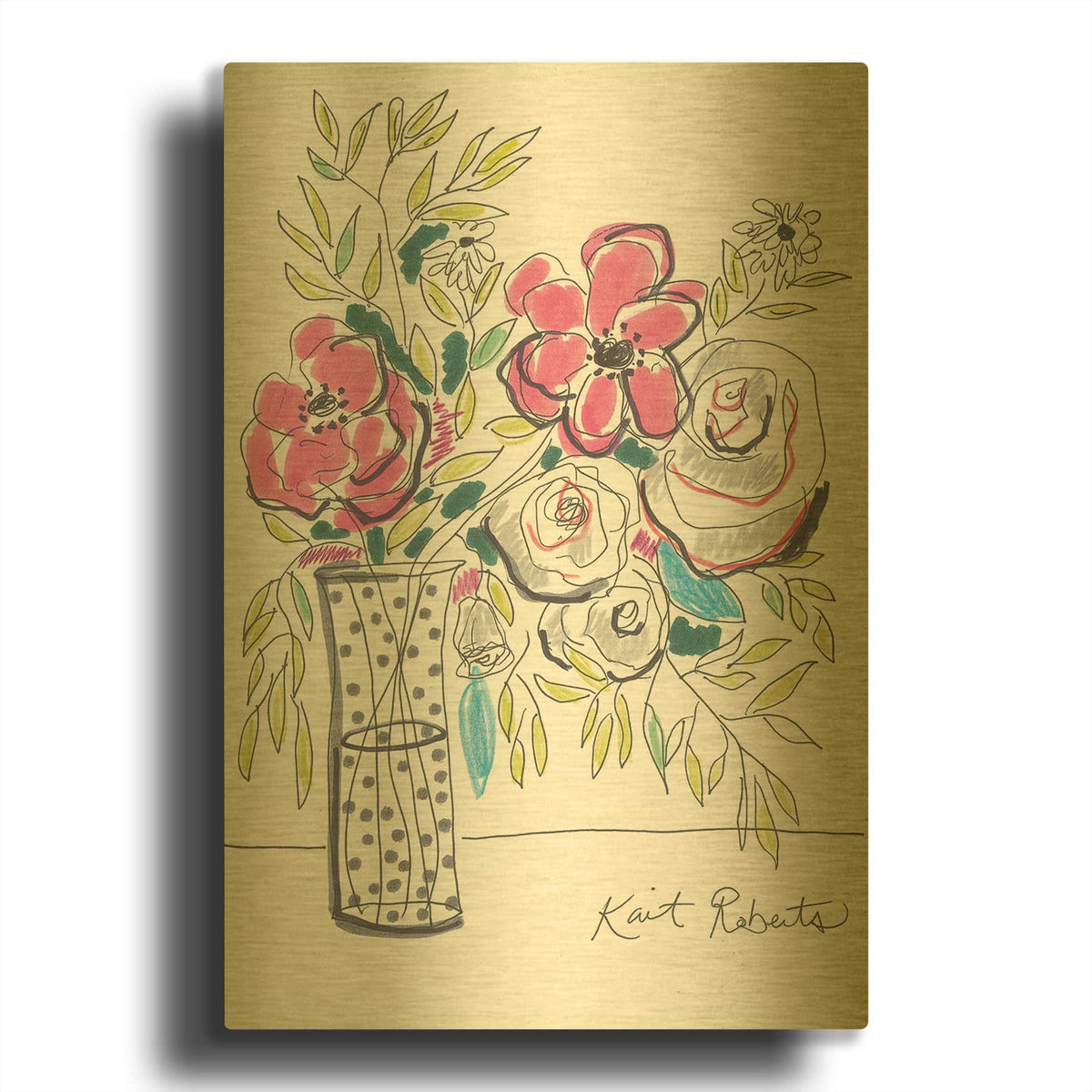 'We Laugh So We Don' By Kait Roberts Gold Metal Wall Art
