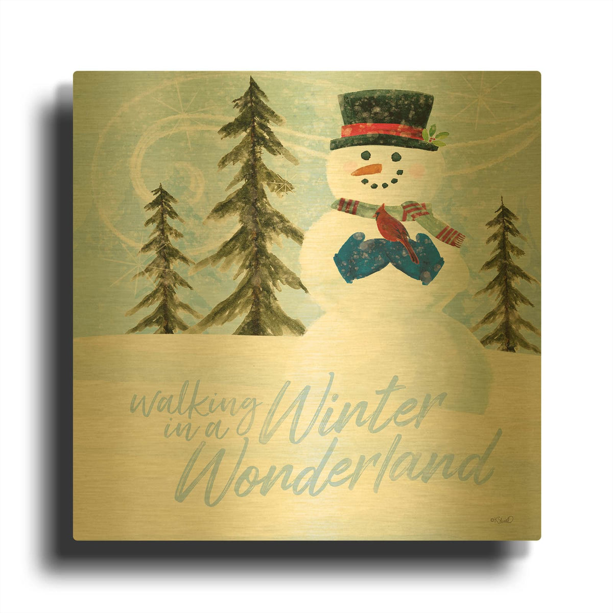 'Walking in a Winter Wonderland' By Kate Sherrill Gold Metal Wall Art