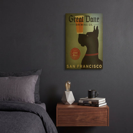 'Great Dane Brewing Co San Francisco' By Ryan Fowler Gold Metal Wall Art