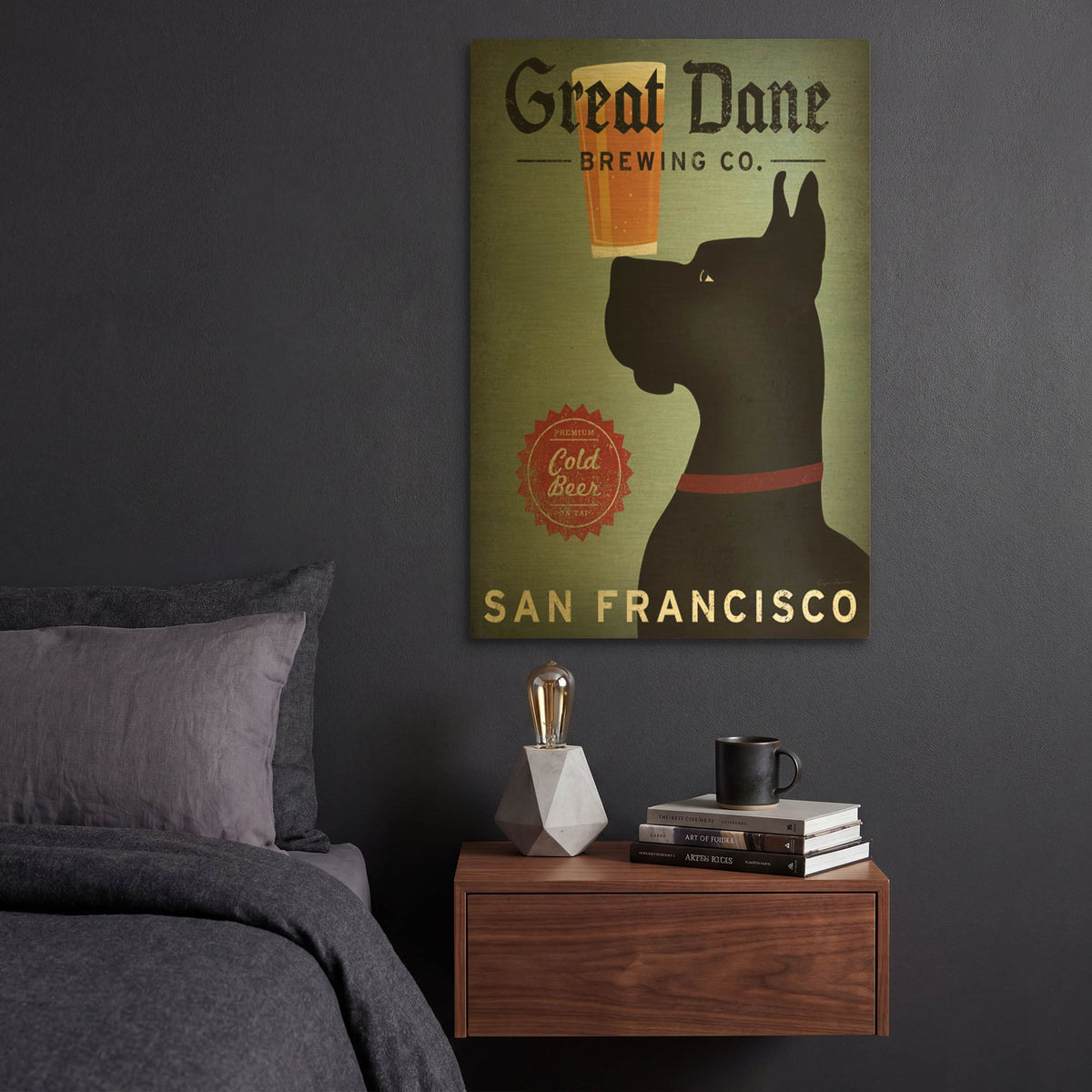 'Great Dane Brewing Co San Francisco' By Ryan Fowler Gold Metal Wall Art