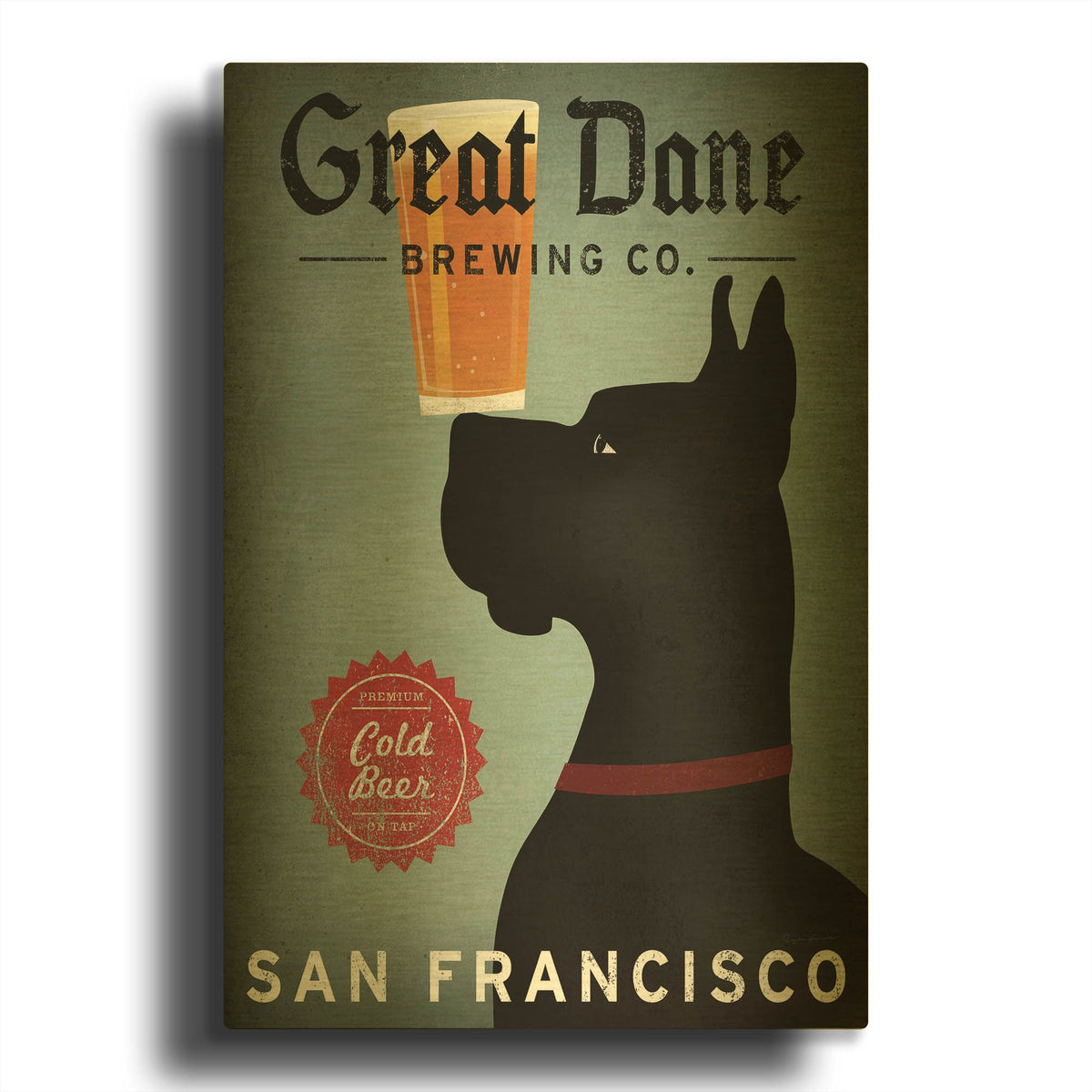 'Great Dane Brewing Co San Francisco' By Ryan Fowler Gold Metal Wall Art