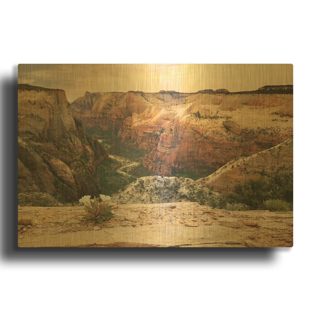 'Zion Desert Life' By Lori Deiter Gold Metal Wall Art