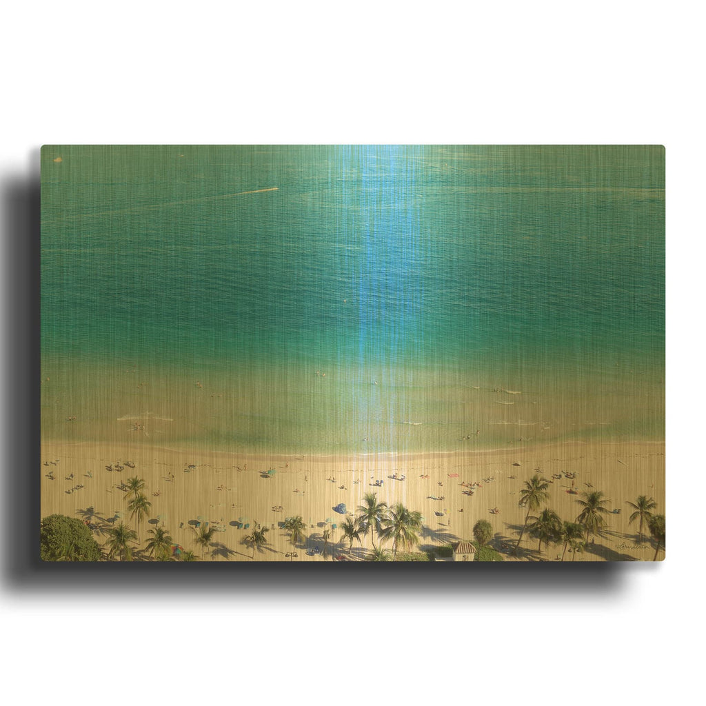 'Beach View From Above' By Lori Deiter Gold Metal Wall Art