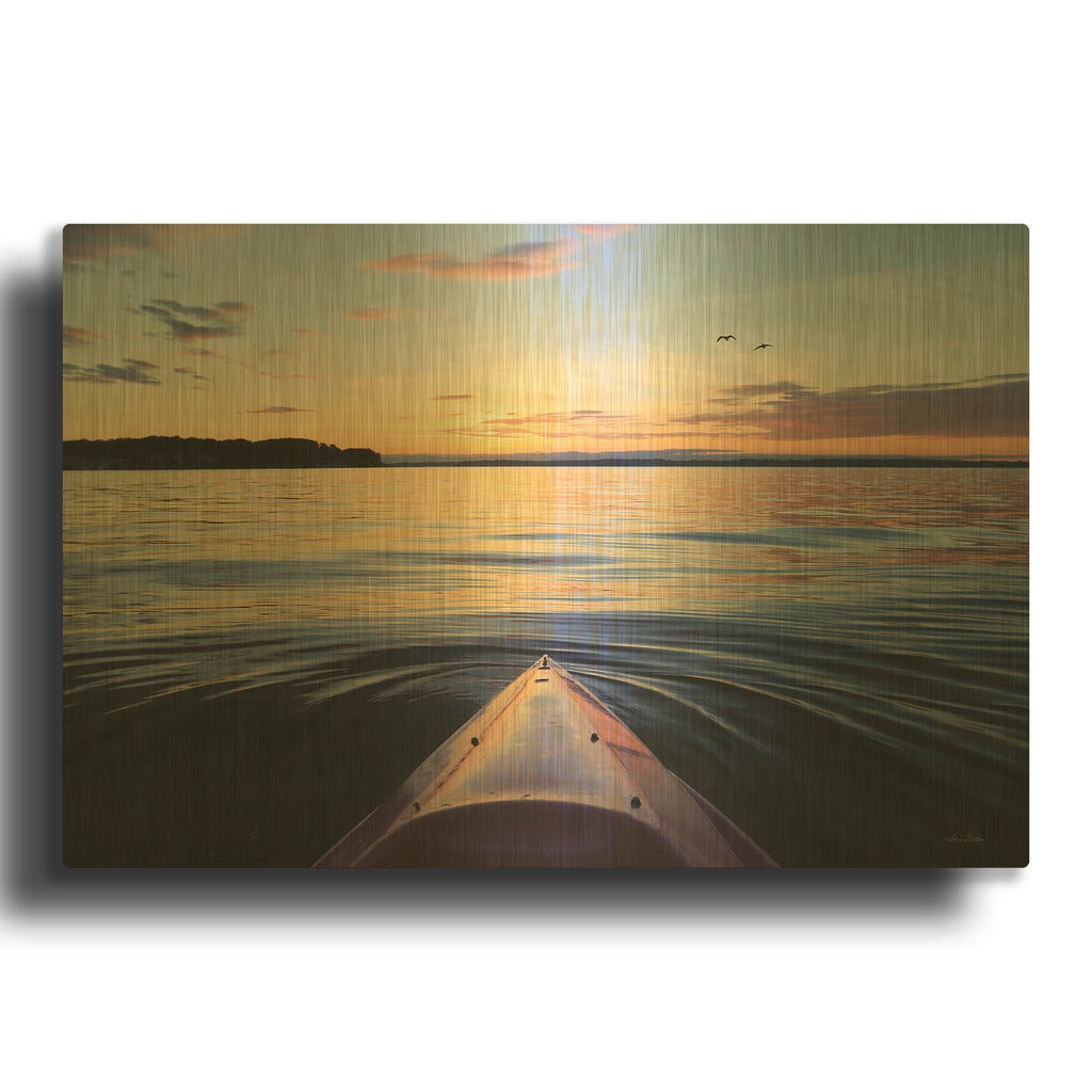 'Kayaking on French Bay' By Lori Deiter Gold Metal Wall Art