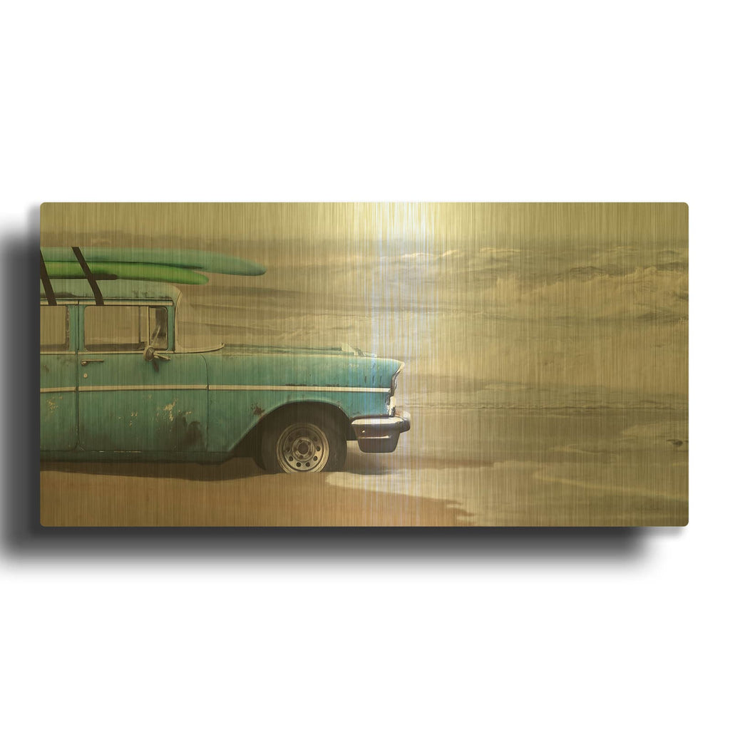 'My Wave is Waiting' By Lori Deiter Gold Metal Wall Art