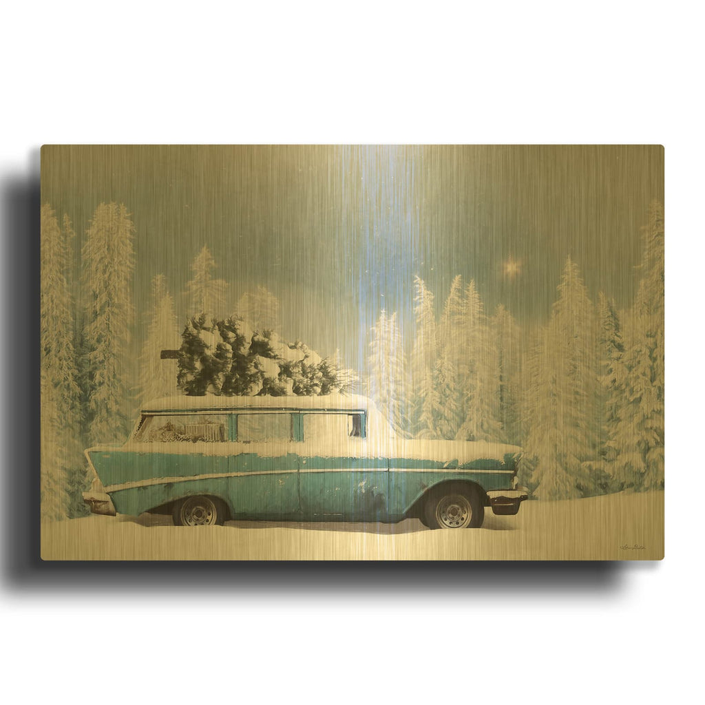 'Christmas Blues' By Lori Deiter Gold Metal Wall Art