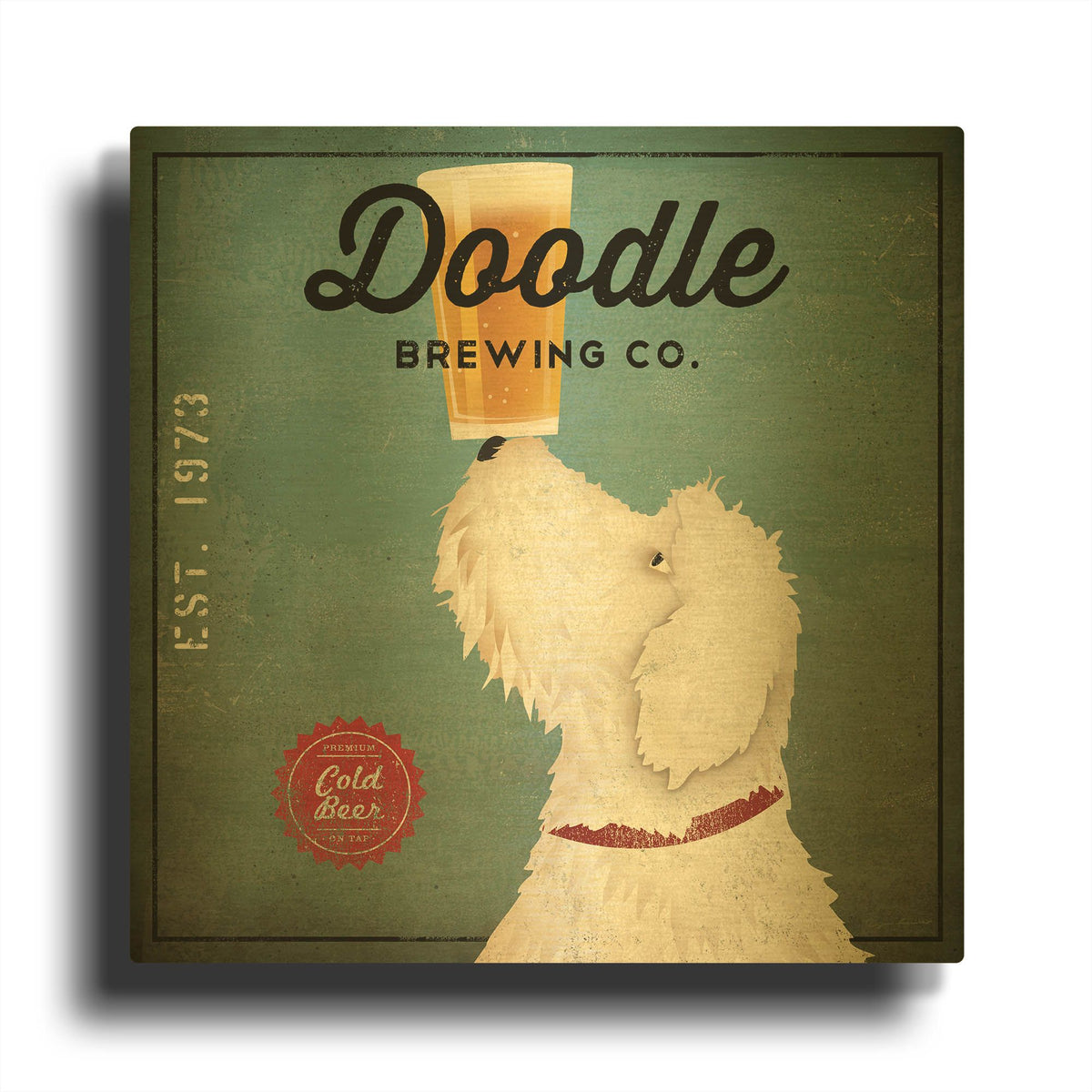 'Doodle Beer' By Ryan Fowler Gold Metal Wall Art