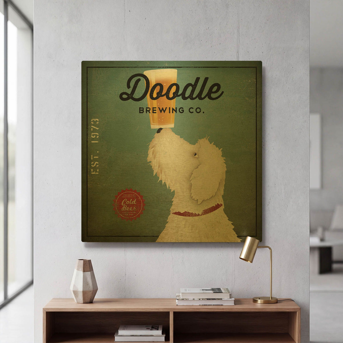 'Doodle Beer' By Ryan Fowler Gold Metal Wall Art