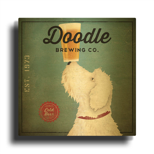 'Doodle Beer' By Ryan Fowler Gold Metal Wall Art