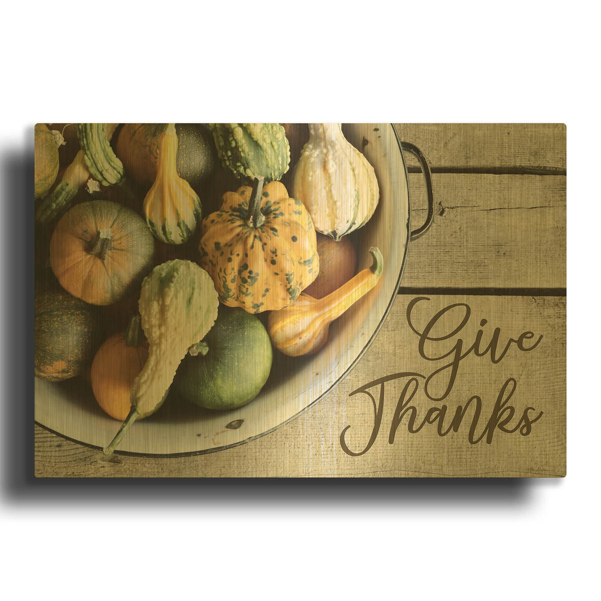 'Give Thanks' By Lori Deiter Gold Metal Wall Art
