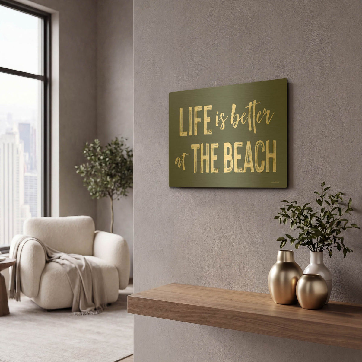 'Life is Better at the Beach' By Lettered Gold Metal Wall Art
