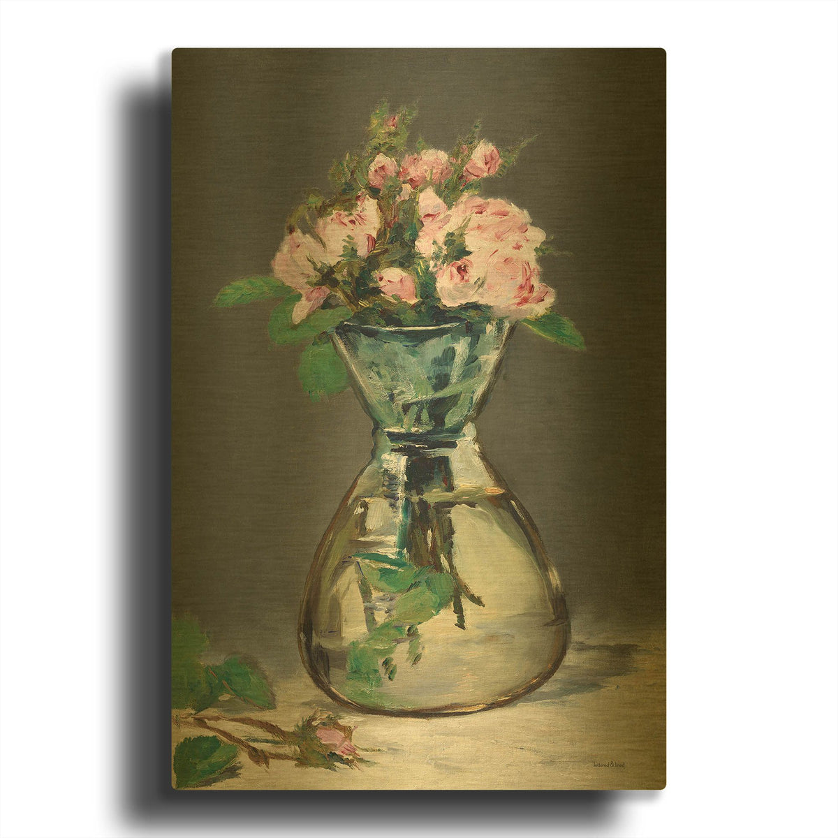 'Watercolor Pink Roses' By Lettered Gold Metal Wall Art