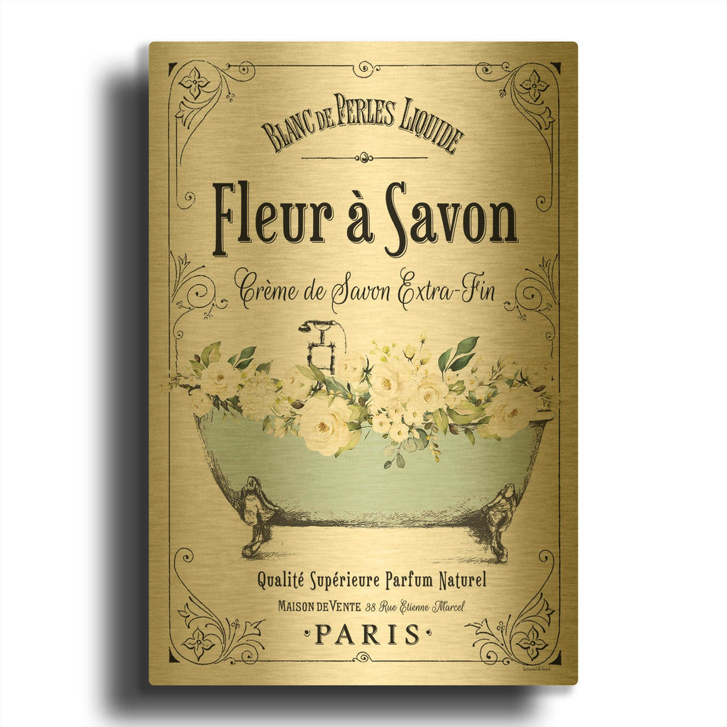 'French Bathroom Set I' By Lettered Gold Metal Wall Art