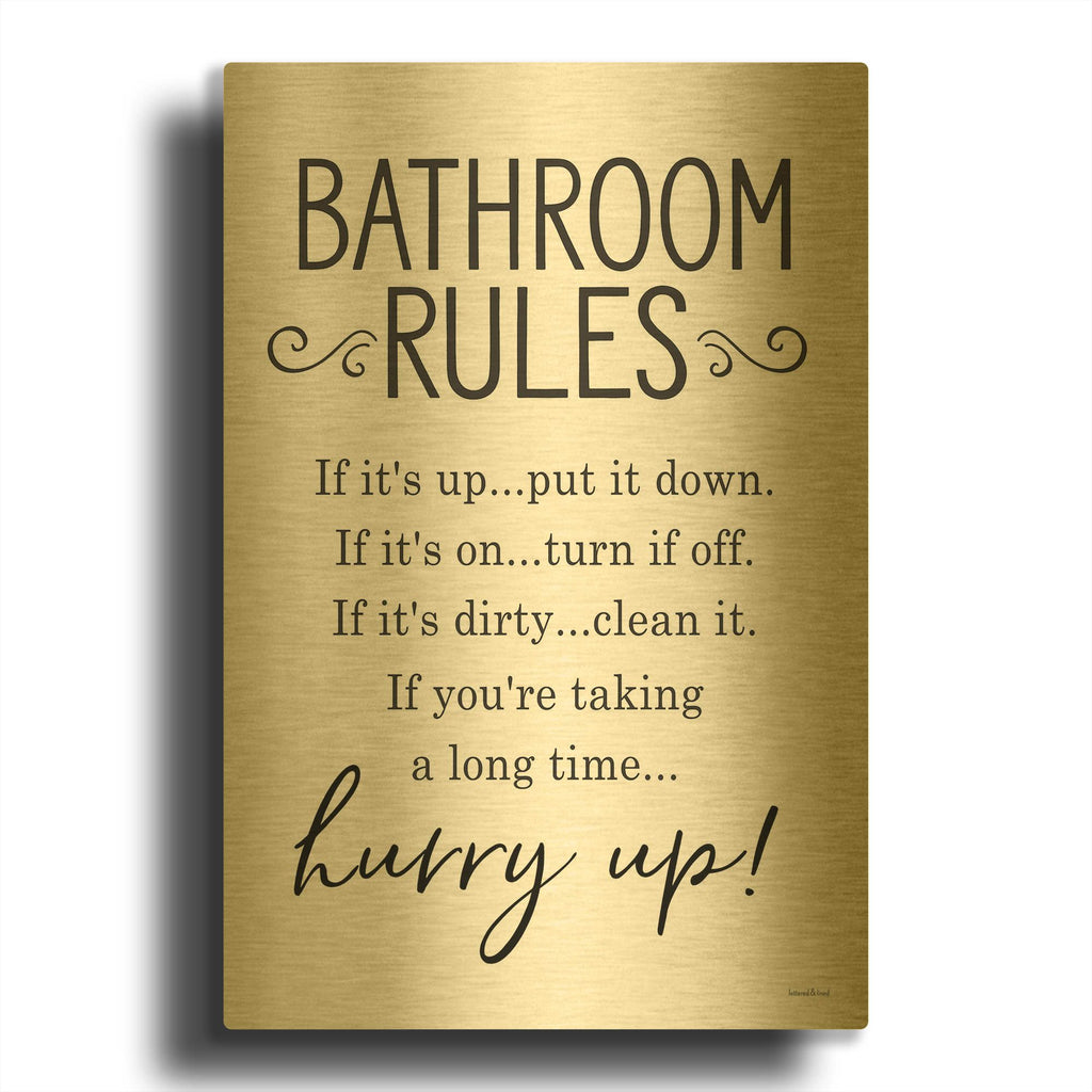 'Bathroom Rules' By Lettered Gold Metal Wall Art