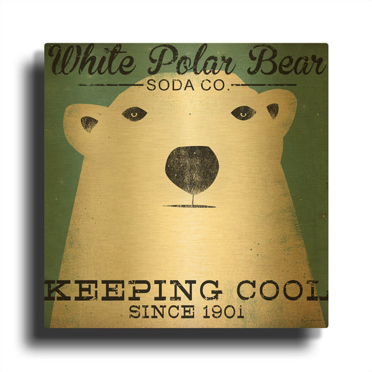 'Polar Bear Soda Co' By Ryan Fowler Gold Metal Wall Art