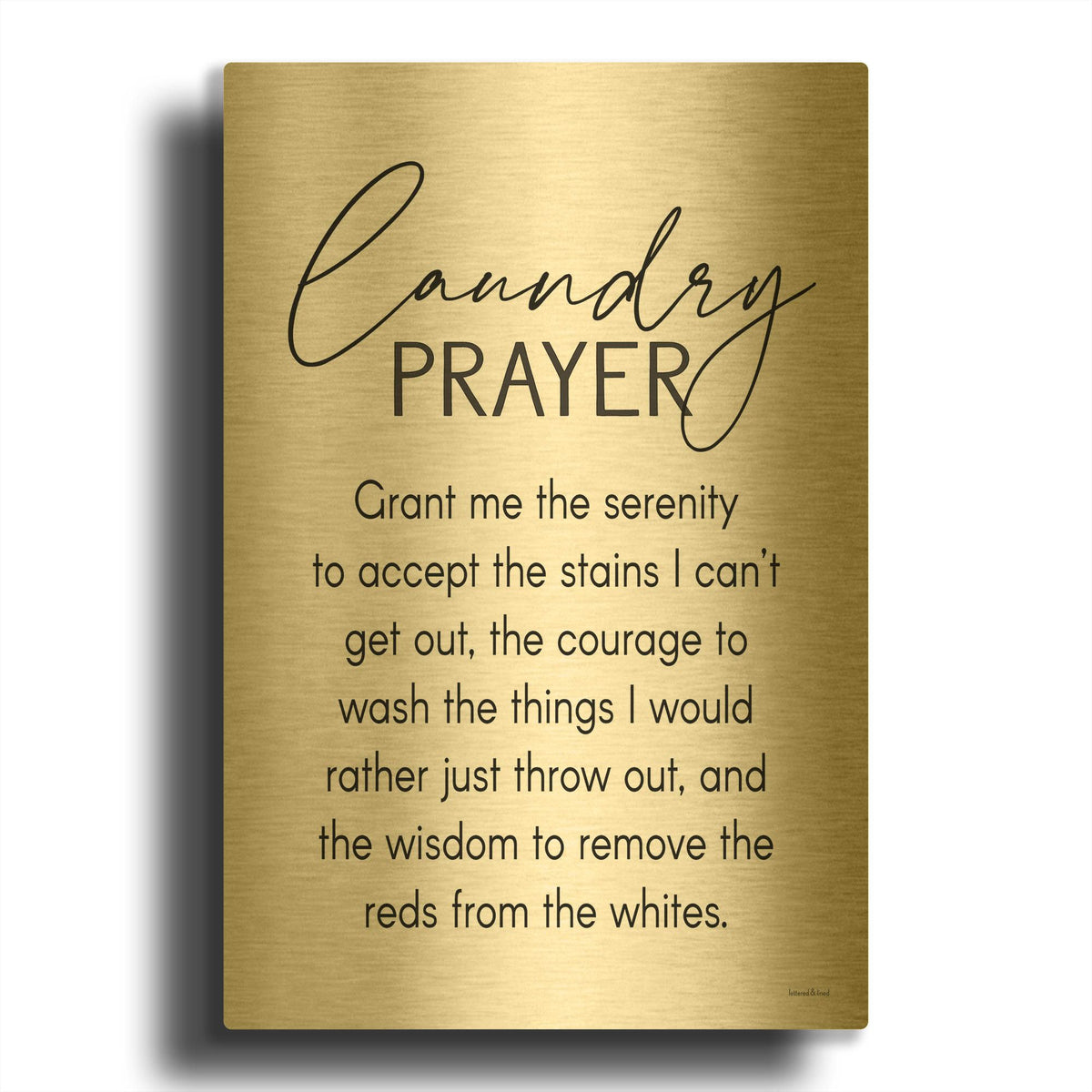 'Laundry Prayer' By Lettered Gold Metal Wall Art